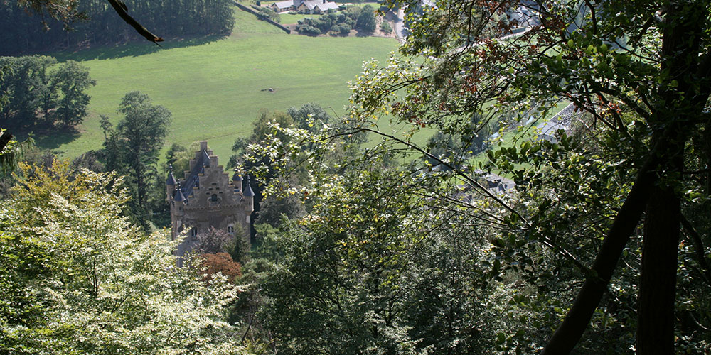 Uitzicht op het kasteel bij Schoenfels Uitzicht op het kasteel bij Schoenfels
