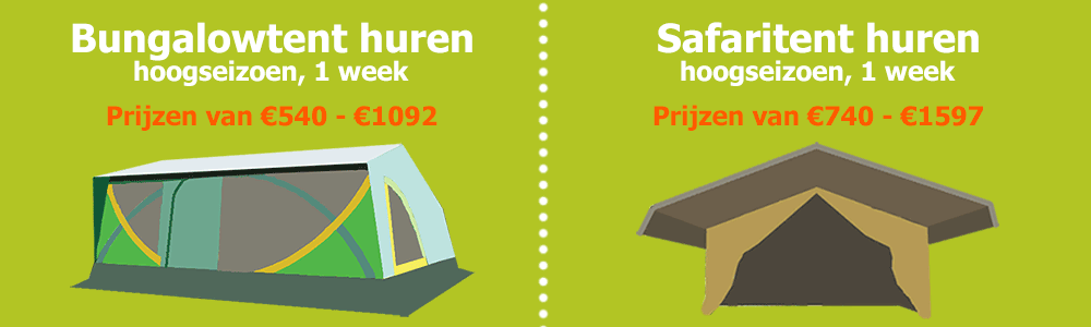 Prijs bungalowtent en safari-lodgetent 1 week hoogseizoen 2017 Prijs bungalowtent en safari-lodgetent 1 week hoogseizoen 2017