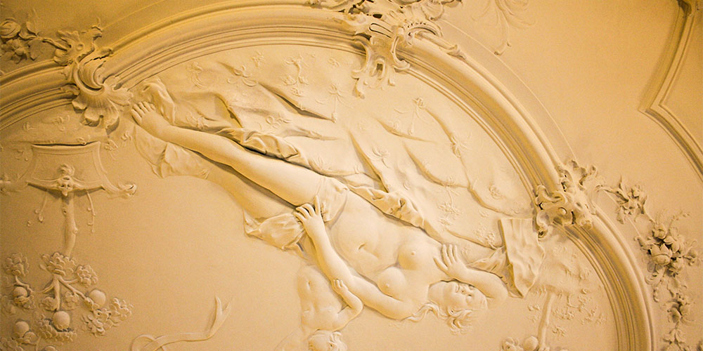 Een van de Meesterwerken van stukadoors plafond kasteel Ruurlo Plafond kasteel Ruurlo