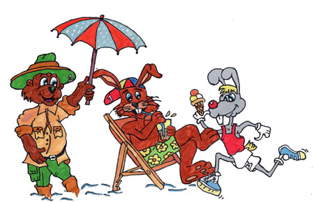 Mascottes op de camping Mascottes op de camping