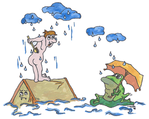 Regen op de camping Regen op de camping