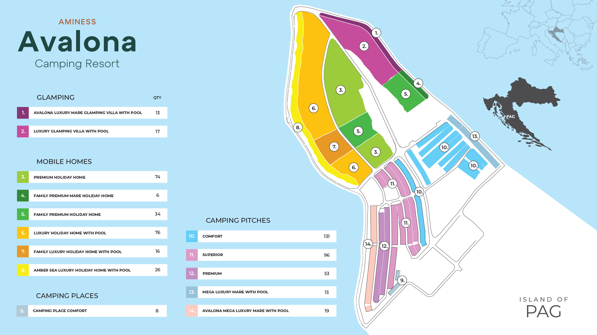 Plattegrond Aminess Avalona Camping Resort