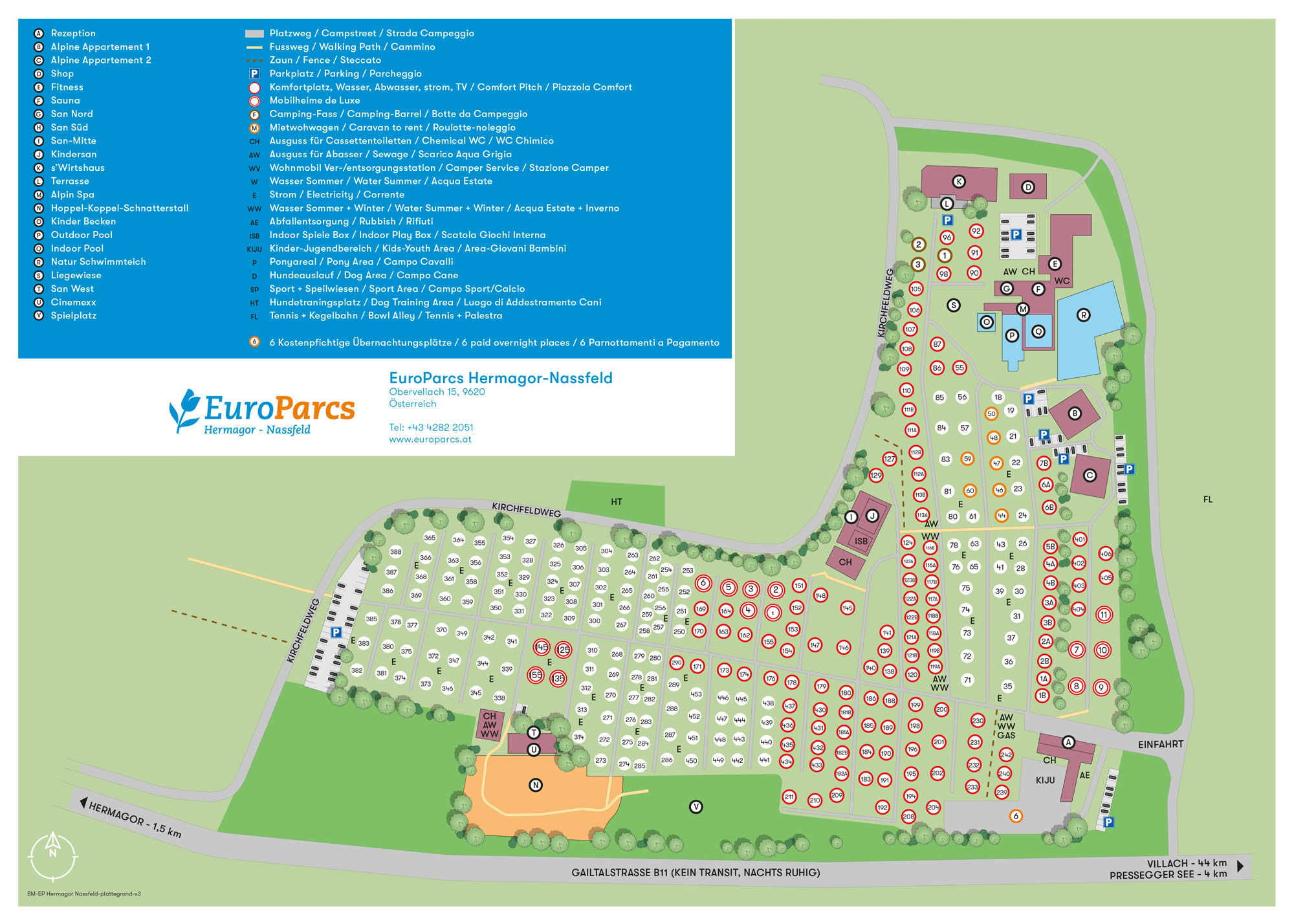 Plattegrond EuroParcs Hermagor-Nassfeld