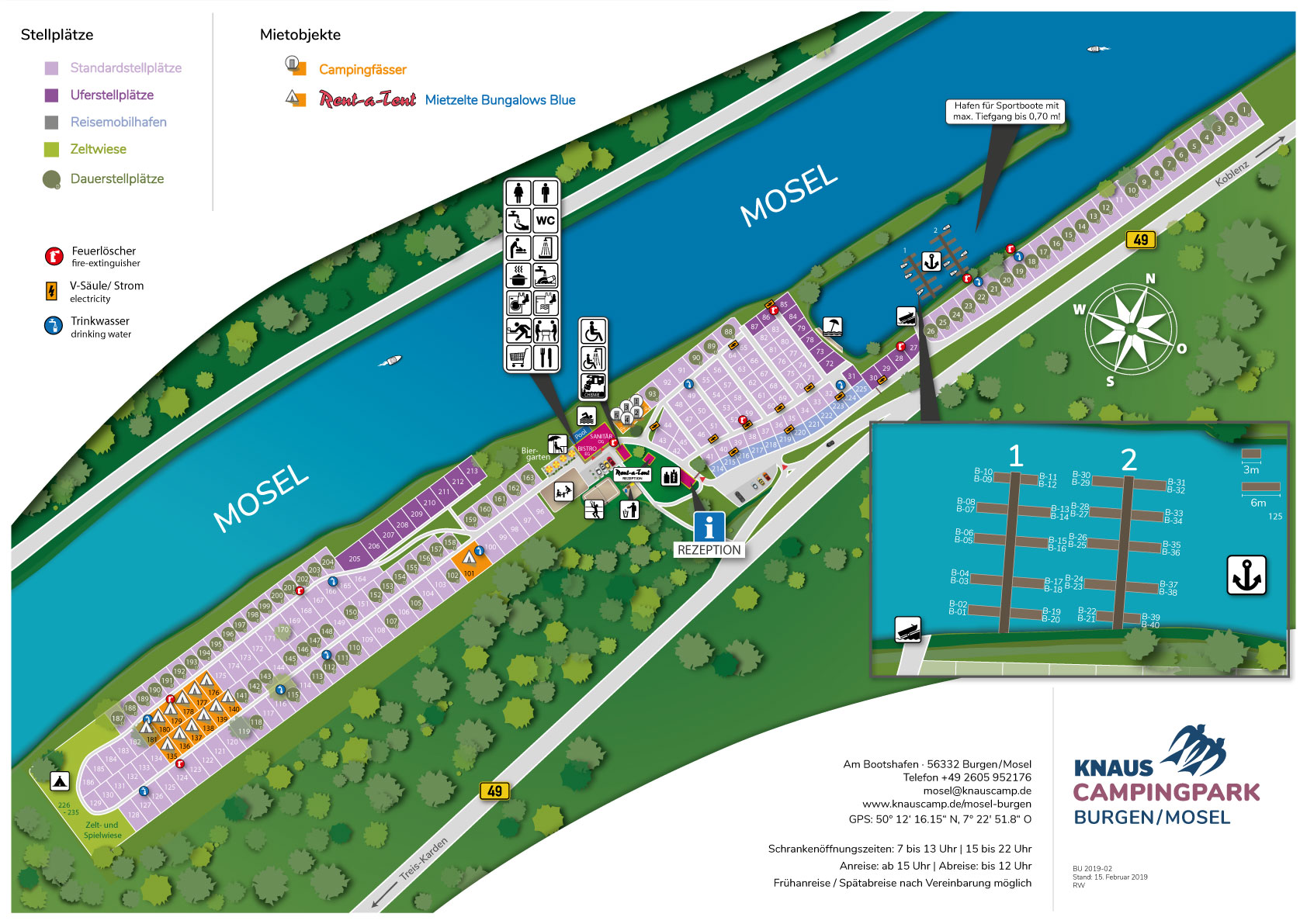 Plattegrond Knaus campingpark Burgen/Mosel