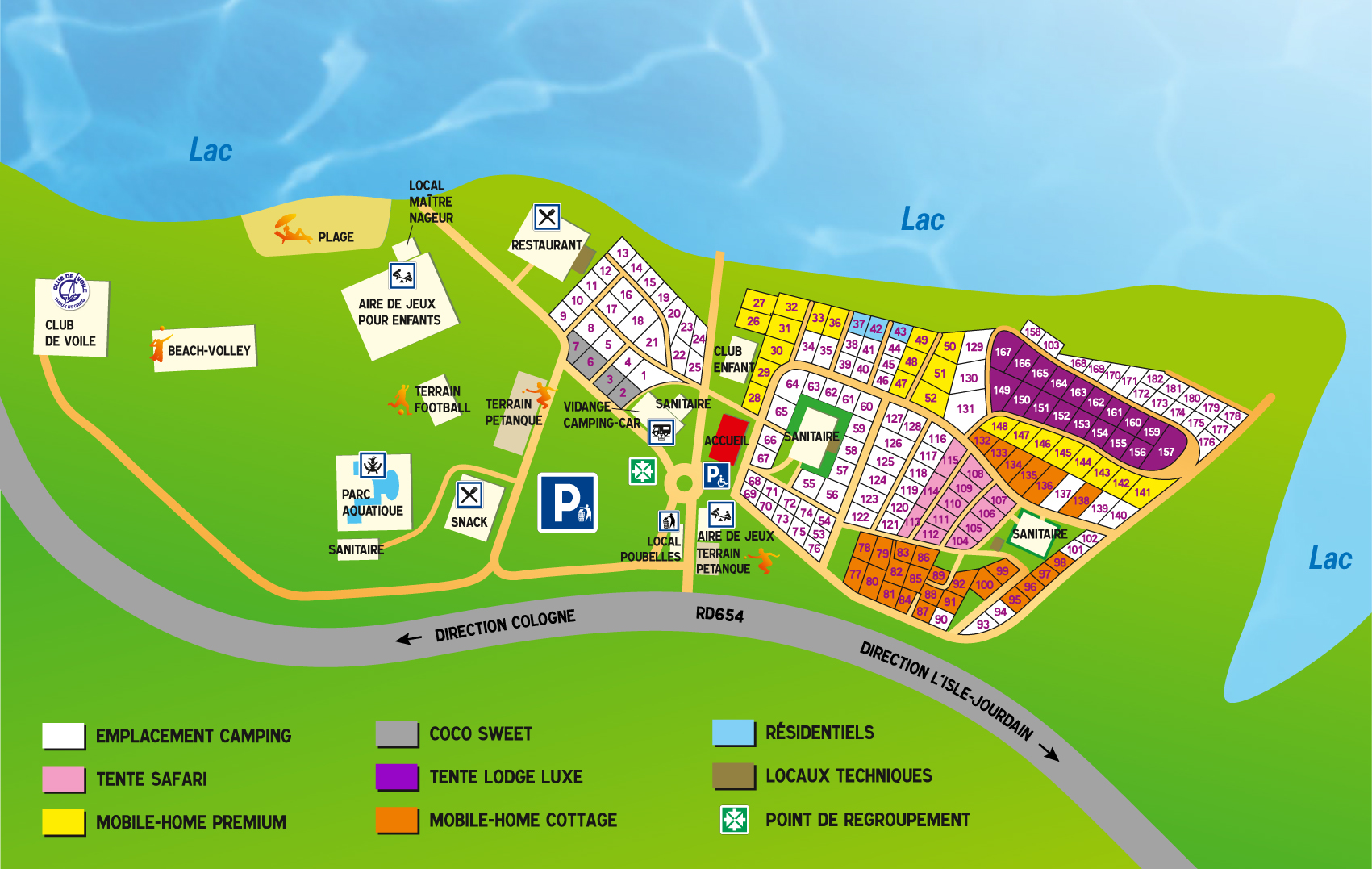 Plattegrond Lac de Thoux St-Cricq 