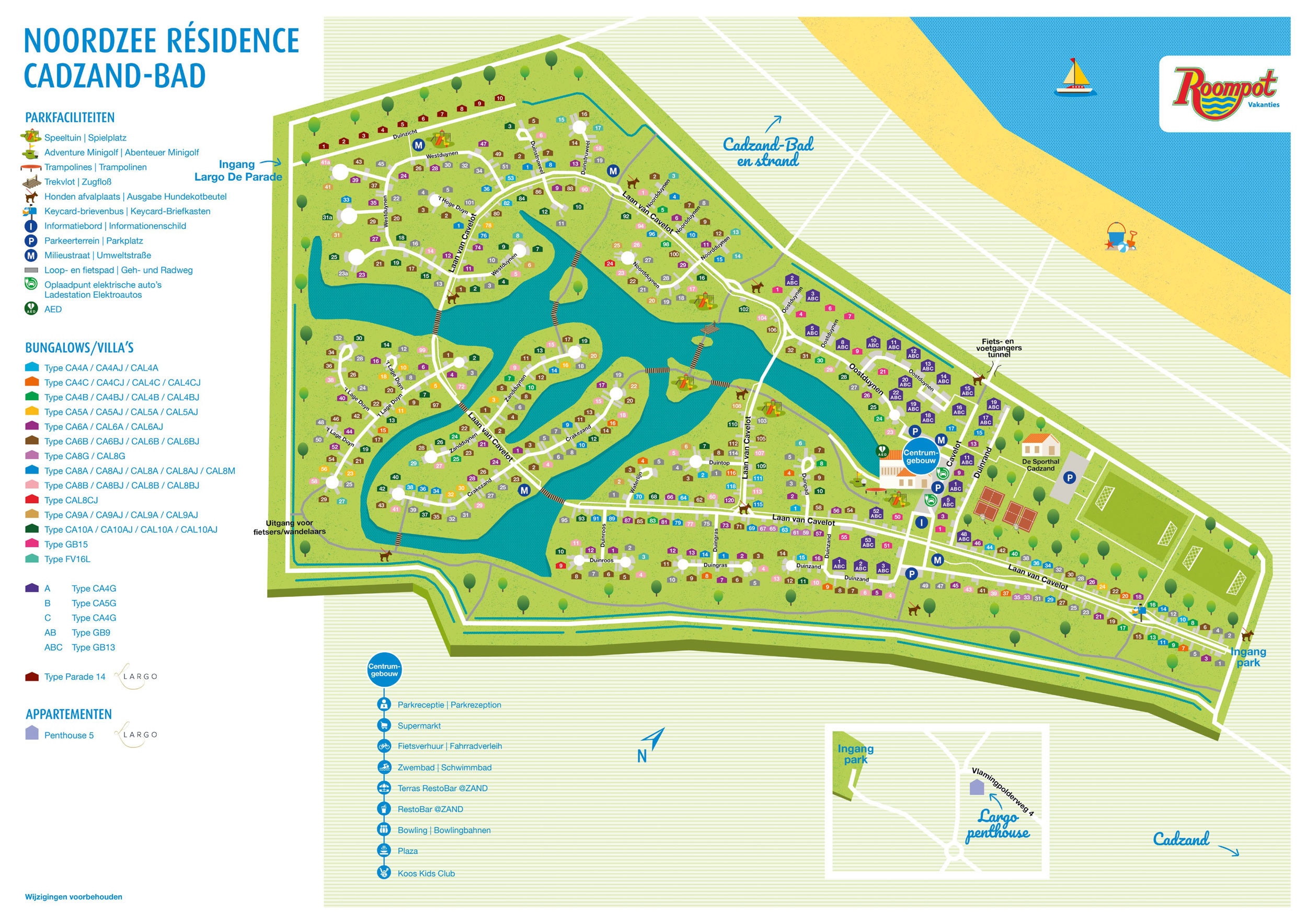 Plattegrond Noordzee Résidence Cadzand-Bad