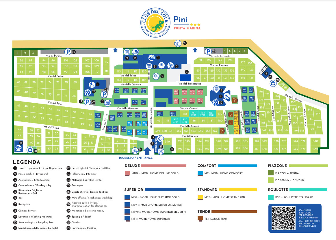 Plattegrond Pini Beach Village