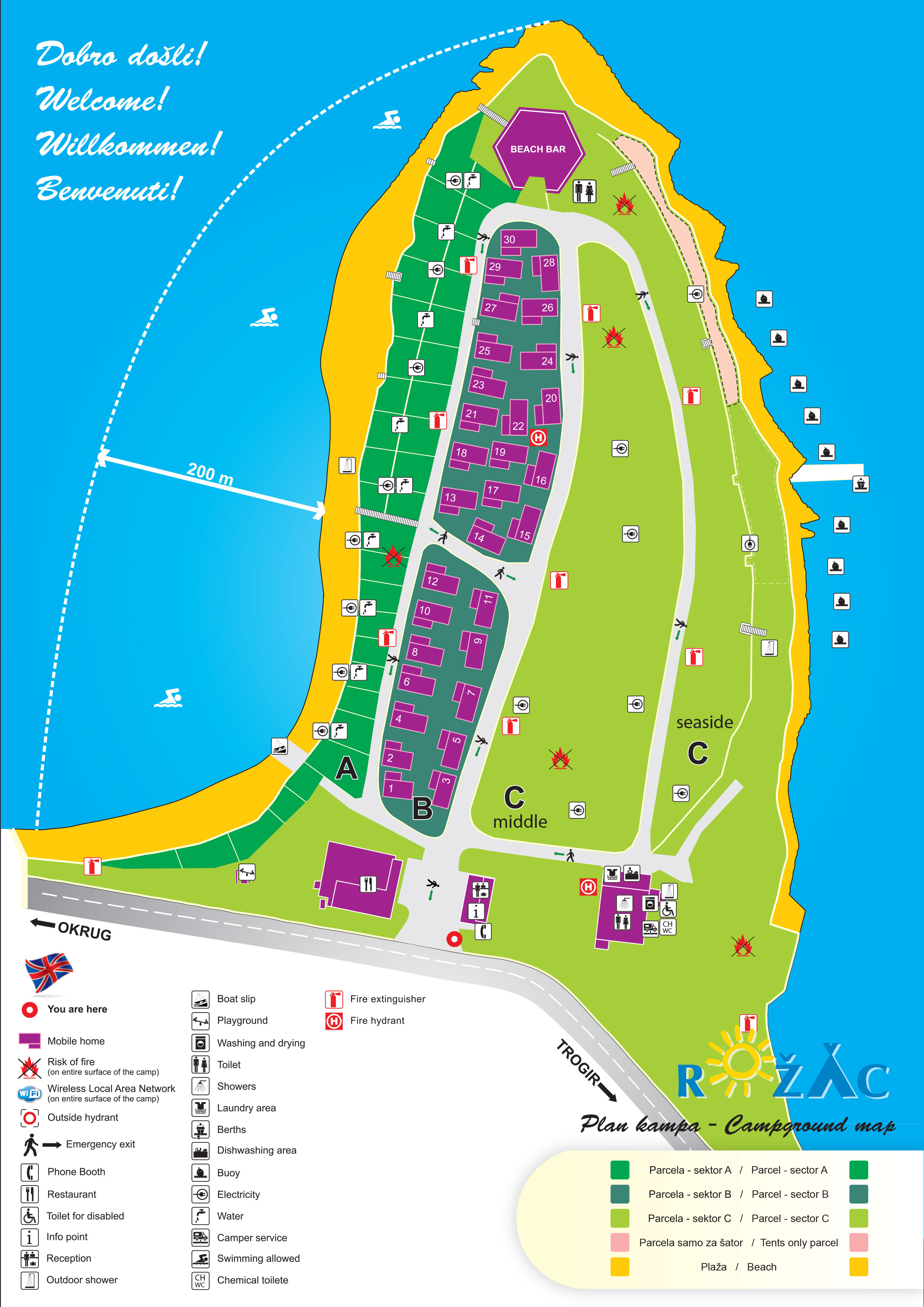 Plattegrond Rozac Auto Camp