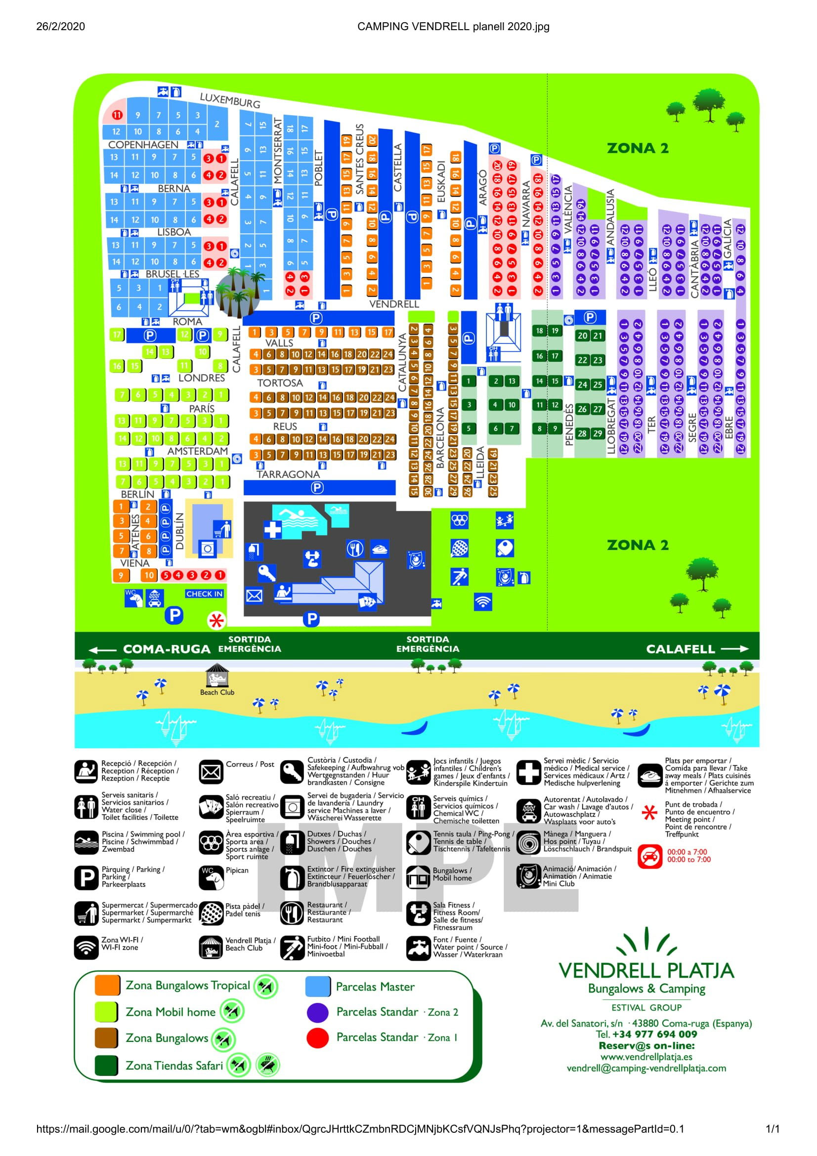 Plattegrond Vendrell Platja